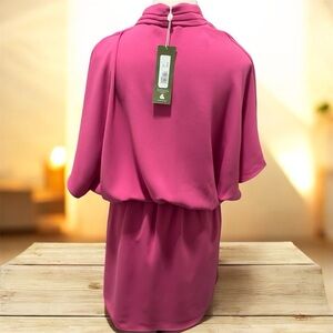 Trina Turk Concorde Dress Pink Wrap Style Elastic Waist Dolman Sleeve NEW WITH T